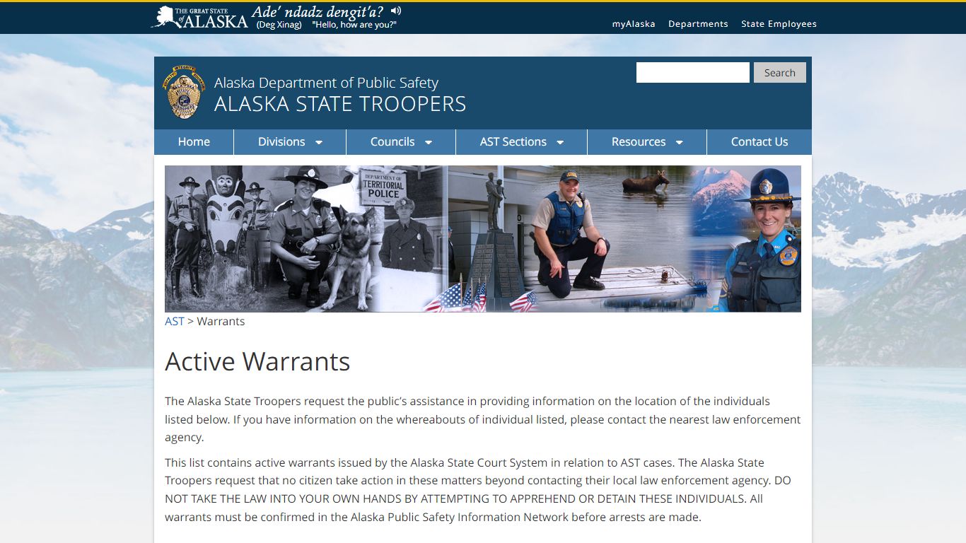 Warrants - AST - Alaska Department of Public Safety